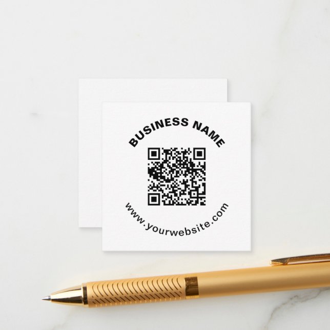 Carte D'accompagnement Code QR avec nom d'entreprise Texte circulaire gra (Devant/Arrière en situation)