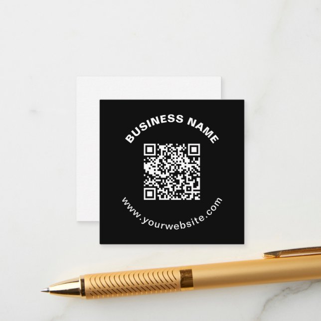 Carte D'accompagnement Code QR avec nom d'entreprise Texte circulaire gra (Devant/Arrière en situation)