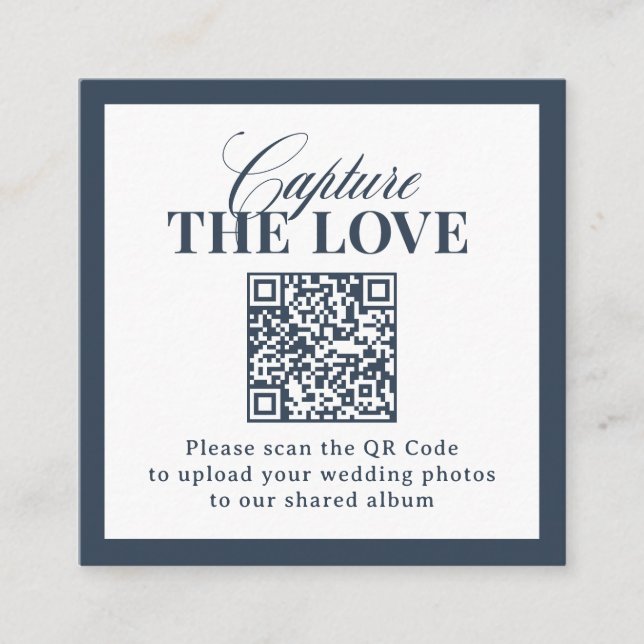 Carte D'accompagnement Code QR Bleu Marine Classique de Mariage Capturer  (Devant)