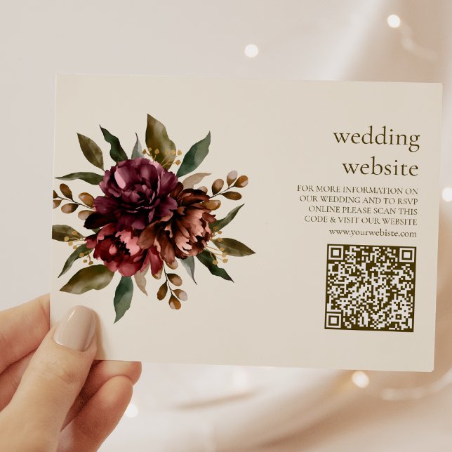 Carte D'accompagnement Code Qr Boho Automne Fleur sauvage Mariage botaniq (Créateur téléchargé)