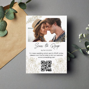 Carte D'accompagnement code qr botanique minimal rsvp photo mariage