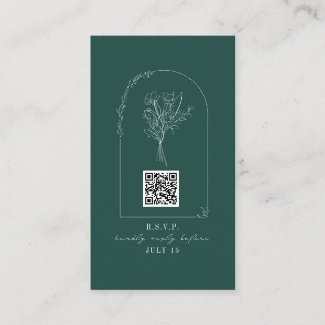 Carte D'accompagnement Code QR Bouquet Arch Emerald Mariage Code QR (Devant)