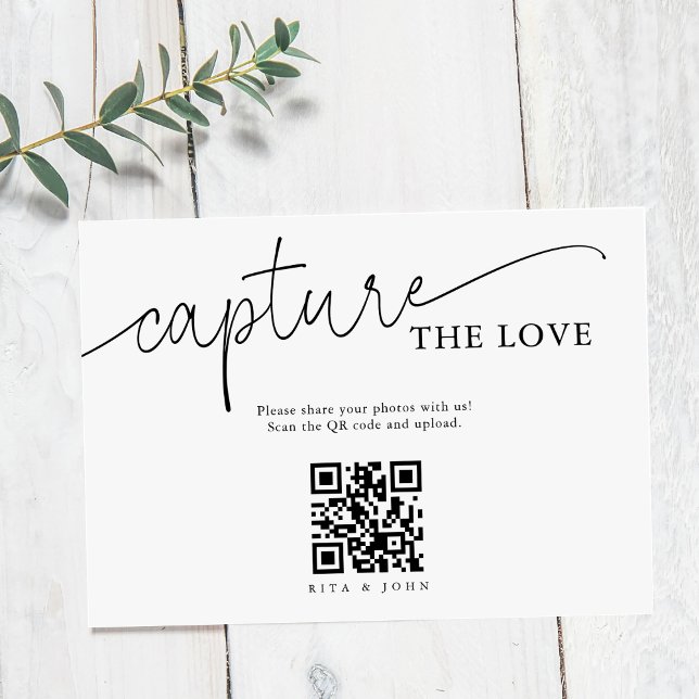 Carte D'accompagnement Code QR Capture The Love écriture minimaliste mode (Créateur téléchargé)