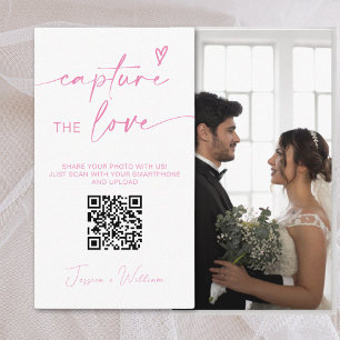 Carte D'accompagnement Code QR Capturez l'amour Mariage Rose Moderne