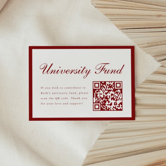 Carte D'accompagnement Code QR Classy Wine Red University Fund pour la re (Créateur téléchargé)