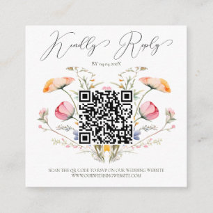 Carte D'accompagnement Code QR de budget de mariage de prairie de fleurs