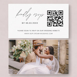 Carte D'accompagnement Code QR de budget Site Web de mariage minimaliste