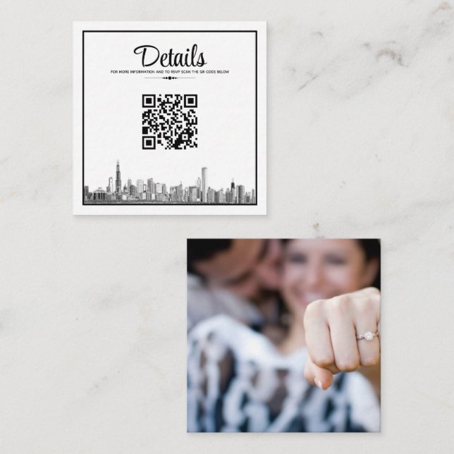 Carte D'accompagnement Code QR de Chicago Skyline (Devant / Derrière)