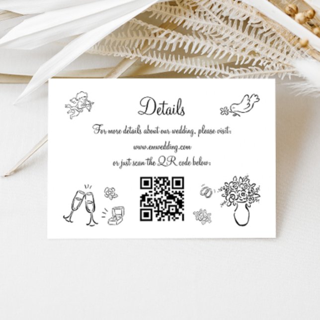 Carte D'accompagnement Code QR de détails de mariage dessinés à la main d (Créateur téléchargé)