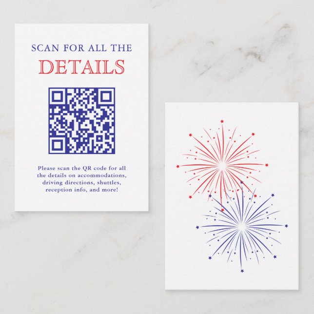 Carte D'accompagnement Code QR de détails de mariage élégant et patriotiq (Devant / Derrière)