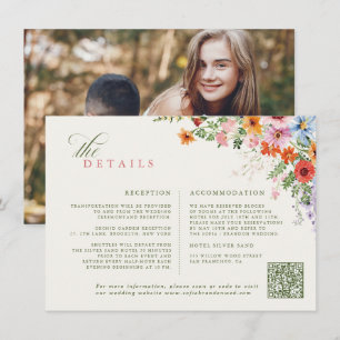 Carte D'accompagnement Code QR de jardin de prairie printanière de fleurs