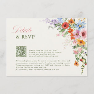 Carte D'accompagnement Code QR de jardin de printemps aux fleurs sauvages