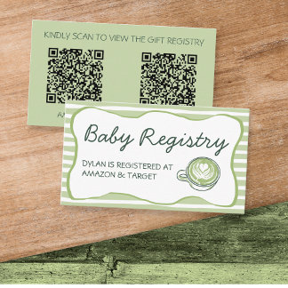 Carte D'accompagnement Code QR de la liste de cadeaux de baby shower Matc