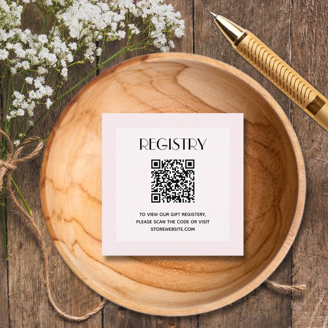 Carte D'accompagnement Code QR de la liste de naissance Chic Pink Girl Ba (Pink girl baby shower registry QR code 2.5" square enclosure cards)