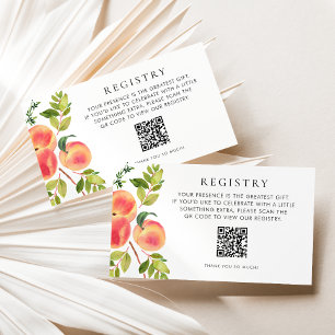 Carte D'accompagnement Code QR de la liste de naissance Watercolor Peache
