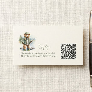 Carte D'accompagnement Code QR de liste de cadeaux Ourson pêche mignon