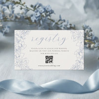 Code QR de liste de mariage avec fleurs bleues dél