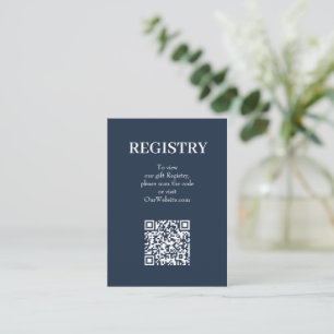 Carte D'accompagnement Code QR de liste de mariage bleu marine chic