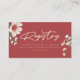 Carte D'accompagnement Code QR de liste de mariage floral rouge moderne p