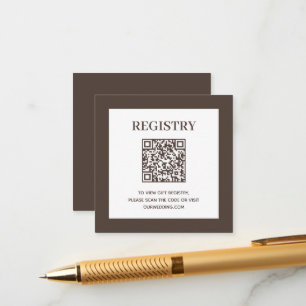 Carte D'accompagnement Code QR de liste de mariage marron