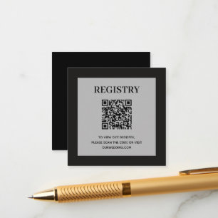 Carte D'accompagnement Code QR de liste de mariage noir