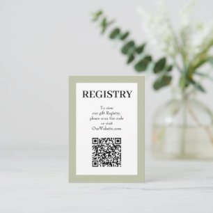 Carte D'accompagnement Code QR de liste de mariage vert sauge chic