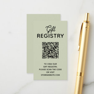 Carte D'accompagnement Code QR de Liste de Naissance Bébé Vert Sage Chic