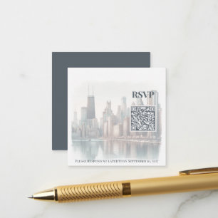 Carte D'accompagnement Code QR de mariage à l'aquarelle de l'horizon de C
