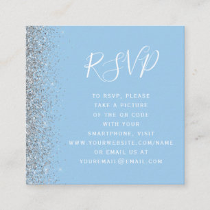 Carte D'accompagnement Code QR de mariage argent bleu pastel budgétaire R