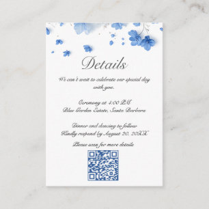 Carte D'accompagnement Code QR de mariage aux fleurs sauvages bleu doux C