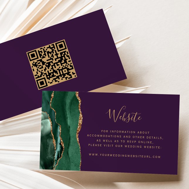 Carte D'accompagnement Code QR de mariage Budget Émeraude Vert Violet (Créateur téléchargé)