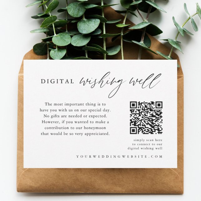 Carte D'accompagnement Code QR de mariage calligraphié Puits de voeux num (Créateur téléchargé)