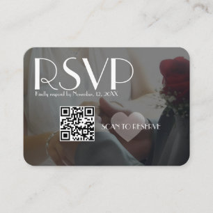 Carte D'accompagnement Code QR de mariage cœur photo noir RSVP