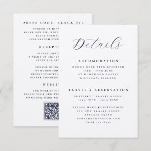 Carte D'accompagnement Code QR de mariage de destination élégant avec dét