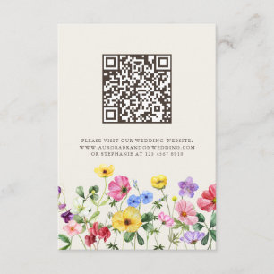 Carte D'accompagnement Code QR de mariage floral bohème chic à fleurs sau
