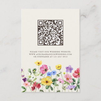 Carte D'accompagnement Code QR de mariage floral bohème chic à fleurs sau
