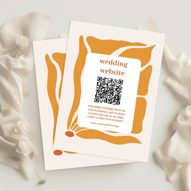 Carte D'accompagnement Code QR de mariage floral rétro Boho Chic (Créateur téléchargé)