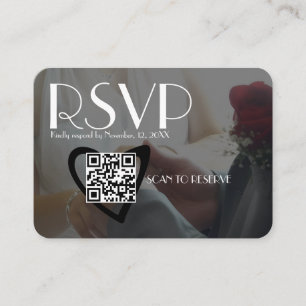 Carte D'accompagnement Code QR de mariage photo cœur noir RSVP simple