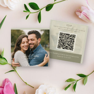 Carte D'accompagnement Code QR de mariage photo de bateau de croisière de