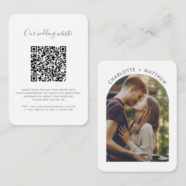 Carte D'accompagnement Code QR de mariage pour photo et site Web RSVP (Devant / Derrière)