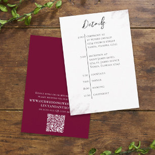 Carte D'accompagnement Code QR de mariage simple chronologie bordeaux