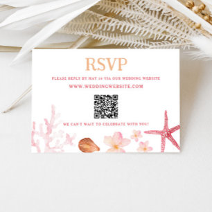 Carte D'accompagnement Code QR de mariage tropical de destination 