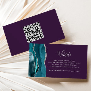 Carte D'accompagnement Code QR de mariage violet Agate sarcelle Budget
