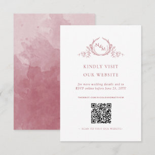 Carte D'accompagnement Code QR de monogramme aquarelle de Bourgogne pour 