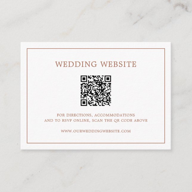 Carte D'accompagnement Code QR de monogramme simple en terre cuite pour u (Devant)