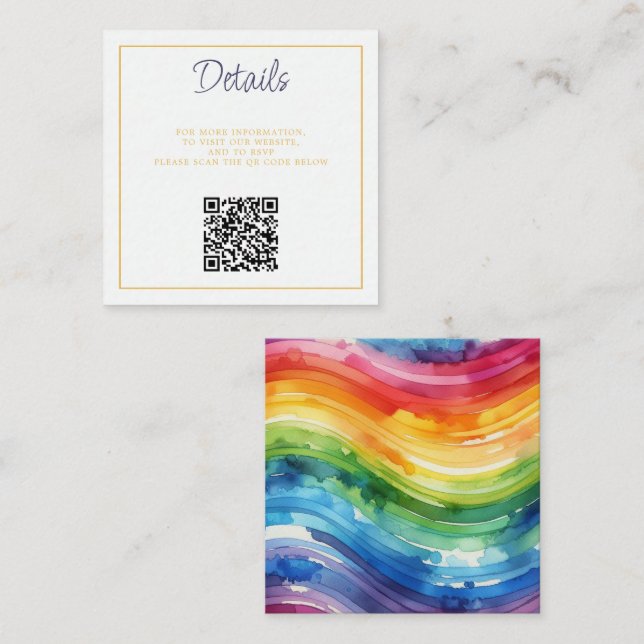 Carte D'accompagnement Code QR de Rainbow Cake (Devant / Derrière)