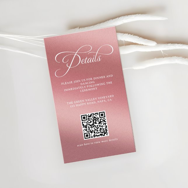 Carte D'accompagnement Code QR de réception de mariage Rose Gold (Créateur téléchargé)