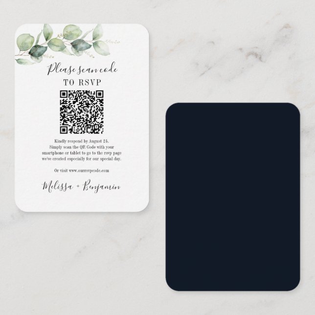 Carte D'accompagnement Code QR de réponse de mariage à la verdure d'eucal (Devant / Derrière)