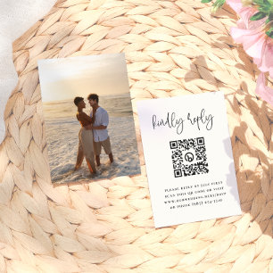 Carte D'accompagnement Code QR de réponse de mariage à typographie minima