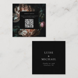 Carte D'accompagnement Code QR de réponse de mariage aux florales sombres